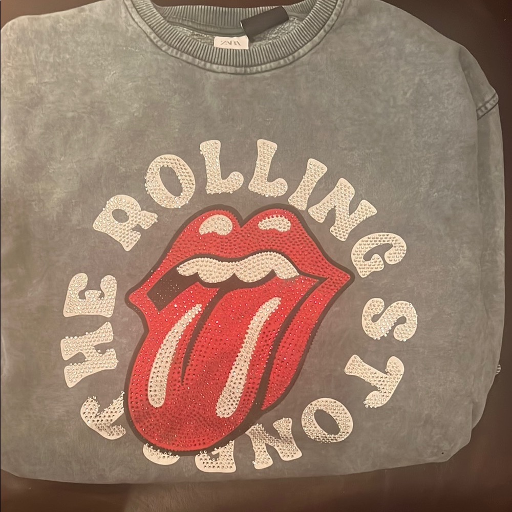 Zara Kids Gray Rolling Stones Graphic Sweatshirt